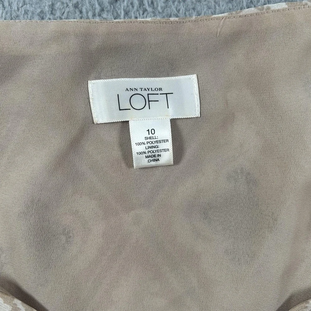 LOFT Blouse Womens 10 Beige Geometric Sleeveless Sweetheart Camisole Lined - Picture 3 of 13